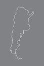 Argentina vector map with single border using white color on dark background illustration Royalty Free Stock Photo