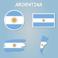 Argentina vector set, detailed country shape with region borders, flags and icons Royalty Free Stock Photo