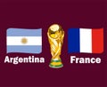 Argentina Vs France Flag Ribbon With Trophy World Cup Symbol Final football Design Latin America And Europe