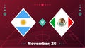 Argentina vs Mexico, Football 2022, Group C. World Football Competition championship match versus teams intro sport background,