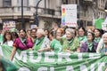 Argentina. Women marching in favor of the law of legal, safe and free abortion