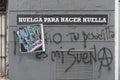 Argentina, women`s day. Wall with posters supporting the feminist strike