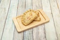 Argentine empanadas stuffed with chistorra stew and Spanish cheese