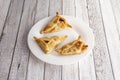 Argentine empanadas on white table