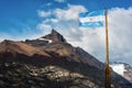 Argentine flag flying in front of the mountain Royalty Free Stock Photo