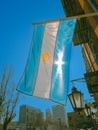 Argentina`s flag in Puerto Madero