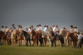 Argentine gauchos in a training at a traditional cultural event