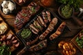 Argentine Parrilla with Grilled Meats and Chimichurri Sauce Royalty Free Stock Photo