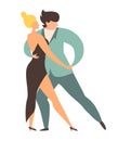 Argentine tango people dancing vector illustration.