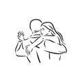 Argentine tango and salsa romance couple social pair dance illustration