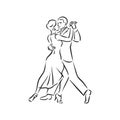 Argentine tango and salsa romance couple social pair dance illustration