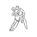 Argentine tango and salsa romance couple social pair dance illustration