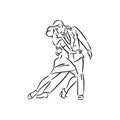 Argentine tango and salsa romance couple social pair dance illustration