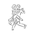 Argentine tango and salsa romance couple social pair dance illustration