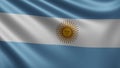 Argentinean flag fluttering in the wind closeup, the national flag of Argentina is fluttering in 3d, in 4k resolution