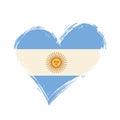 Argentinean flag heart-shaped grunge background. Vector illustration.