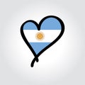 Argentinean flag heart-shaped hand drawn logo. Vector illustration.