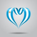 Argentinean flag heart-shaped ribbon. Vector illustration.