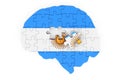 Argentinean flag painted on the brain from puzzles. Scientific research and education in Argentina concept, 3D rendering