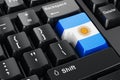 Argentinean flag painted on computer keyboard. Online business, education, shopping in Argentina concept. 3D rendering