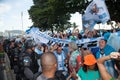 Argentines Celebrating in Copacabana Beach Royalty Free Stock Photo