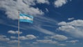 Argentinian flag waving in wind with blue sky. Argentine banner blowing silk Royalty Free Stock Photo