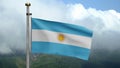 Argentinian flag waving in wind at mountain. Argentine banner blowing silk Royalty Free Stock Photo