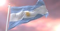 Argentina flag waving at wind at sunset, loop