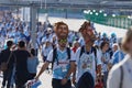 Argentinian football fans in Saint Petersburg during FIFA World Cup Russia 2018 Royalty Free Stock Photo