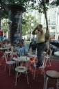 Argentinian Football Fans at the 2006 Football World Cup at Breitscheidplatz in Berlin on June 29, 2006 one day before the quarte