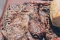 Argentinian grilled meat cooking - asado argentino