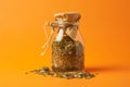 Argentinian herbal tea glass jar. Generate ai
