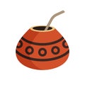 Argentinian mate drink flat style vector illustration Royalty Free Stock Photo