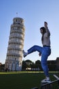 Argentinian model posing with the Pisa tower