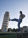 Argentinian model posing with the Pisa tower