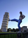 Argentinian model posing with the Pisa tower