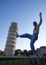 Argentinian model posing with the Pisa tower