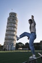 Argentinian model posing with the Pisa tower