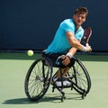 Argentinian wheelchair tennis player Gustavo Fernandez in action during US Open 2017 Wheelchair Men`s Singles semifinal