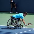 Argentinian wheelchair tennis player Gustavo Fernandez in action during US Open 2017 Wheelchair Men`s Singles semifinal