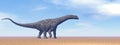Argentinosaurus dinosaur in the desert - 3D render Royalty Free Stock Photo