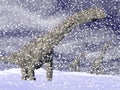 Argentinosaurus dinosaur in winter - 3D render Royalty Free Stock Photo