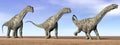 Argentinosaurus dinosaurs in the desert - 3D render Royalty Free Stock Photo