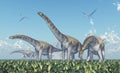 Argentinosaurus and Quetzalcoatlus Royalty Free Stock Photo