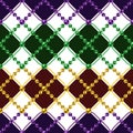 Argile seamless pattern with string of beads. Mardi gras decoration. Royalty Free Stock Photo