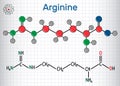 Arginine Arg, R amino acid molecule, it is used in the biosynt