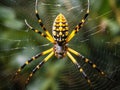 Argiope bruennichi spider below detailed spiderweb Royalty Free Stock Photo