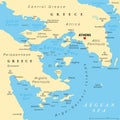 Argo-Saronic Gulf, Saronic and Argolic Gulf of Greece, political map