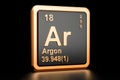 Argon Ar chemical element. 3D rendering Royalty Free Stock Photo