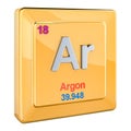Argon Ar, chemical element sign with number 18 in periodic table. 3D rendering Royalty Free Stock Photo